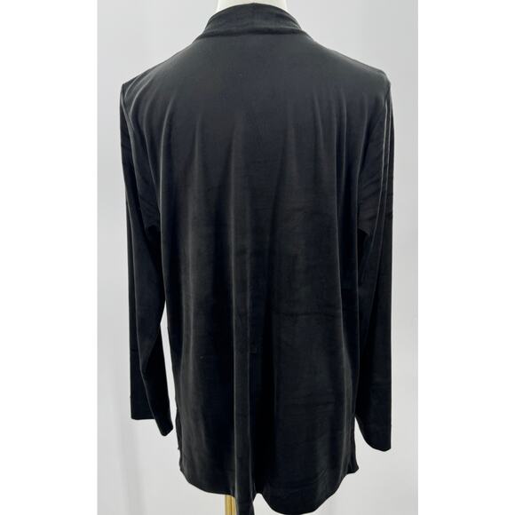 Pure Jill J Jill Black Velvet Stretch Tunic Top Long Sleeve V Neck Shirt Medium - Picture 4 of 9